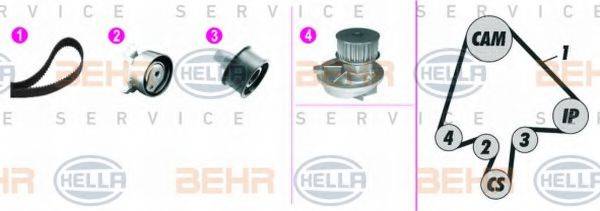 BEHR HELLA SERVICE 8MP376815851 Водяной насос + комплект зубчатого ремня