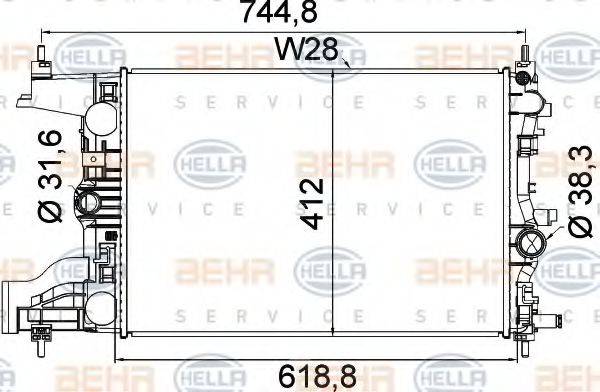 BEHR HELLA SERVICE 8MK376910241 Радиатор, охлаждение двигателя