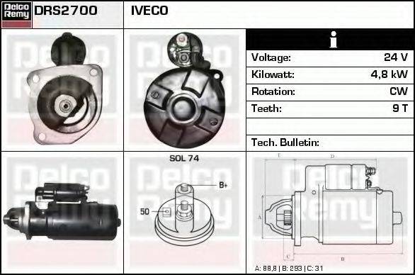 DELCO REMY DRS2700 Стартер