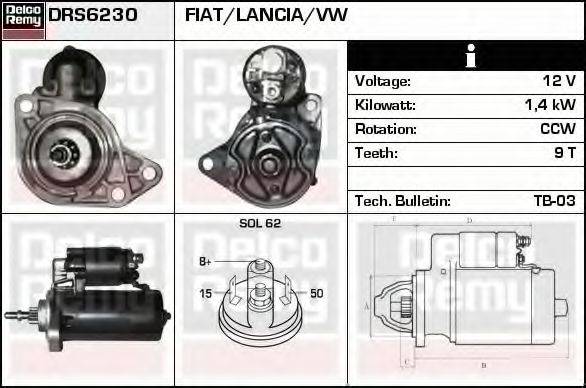 DELCO REMY DRS6230 Стартер