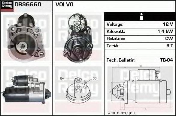 DELCO REMY DRS6660 Стартер