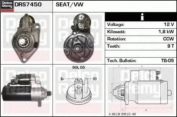 DELCO REMY DRS7450 Стартер