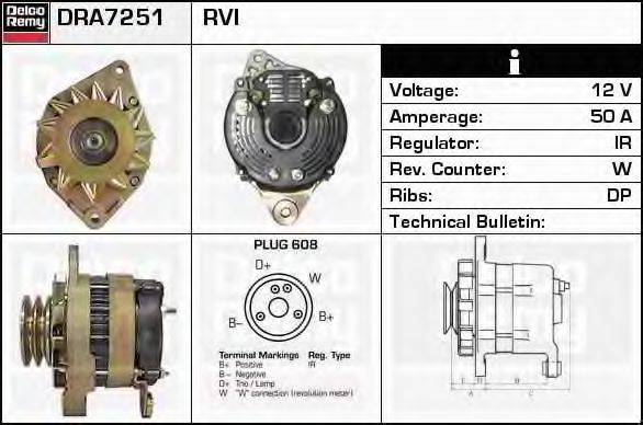 DELCO REMY DRA7251 Генератор