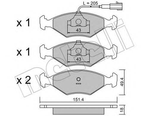 METELLI 2200574 Комплект тормозных колодок, дисковый тормоз