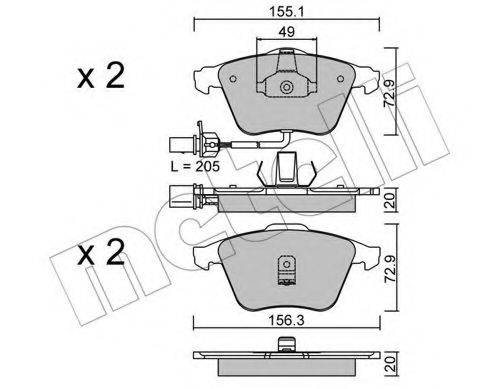METELLI 2205490 Комплект тормозных колодок, дисковый тормоз