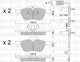 METELLI 2205550K Комплект тормозных колодок, дисковый тормоз