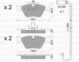 METELLI 2205574K Комплект тормозных колодок, дисковый тормоз