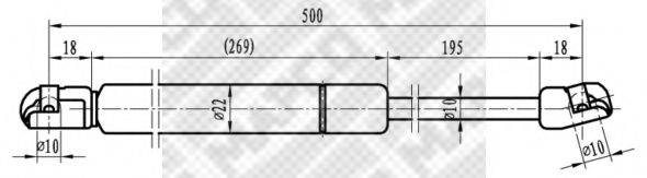 MAPCO 91804 Газовая пружина, крышка багажник