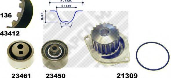 MAPCO 41412 Водяной насос + комплект зубчатого ремня