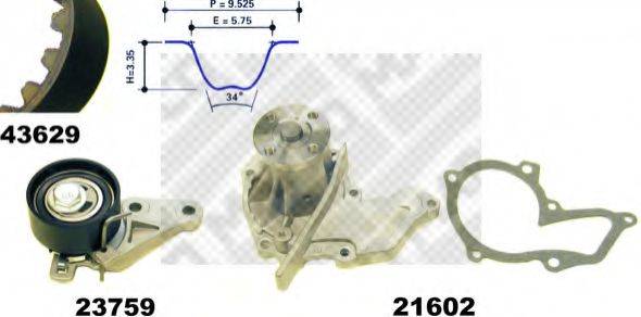 MAPCO 41629 Водяной насос + комплект зубчатого ремня