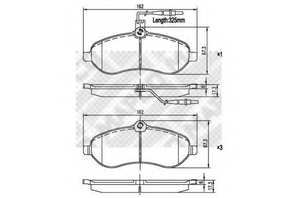 MAPCO 6851 Комплект тормозных колодок, дисковый тормоз