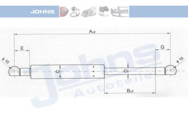 JOHNS 38069591 Газовая пружина, крышка багажник