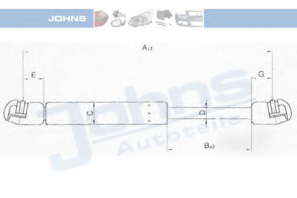 JOHNS 55059593 Газовая пружина, крышка багажник