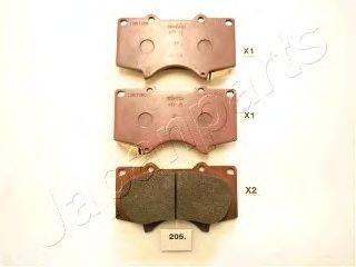JAPANPARTS PA205AF Комплект тормозных колодок, дисковый тормоз