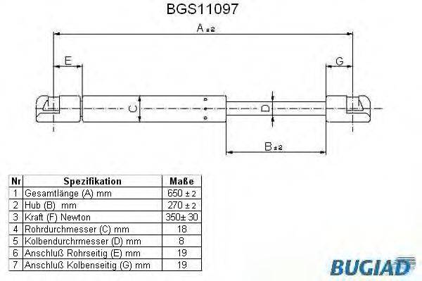 BUGIAD BGS11097 Газовая пружина, капот