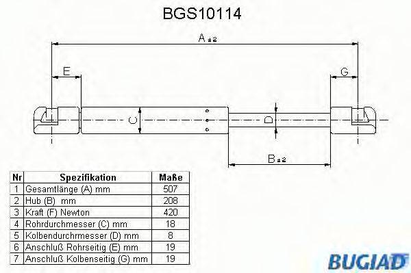 BUGIAD BGS10114 Газовая пружина, крышка багажник