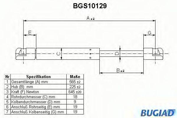 BUGIAD BGS10129 Газовая пружина, крышка багажник