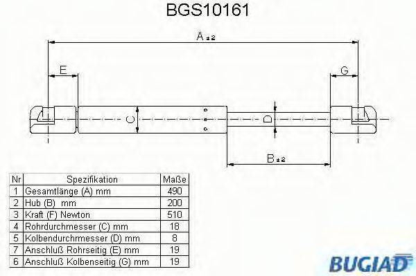 BUGIAD BGS10161 Газовая пружина, крышка багажник