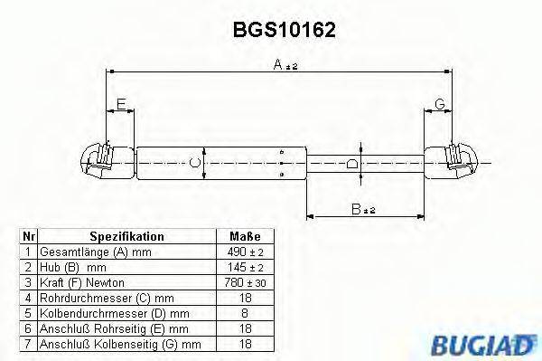 BUGIAD BGS10162 Газовая пружина, крышка багажник