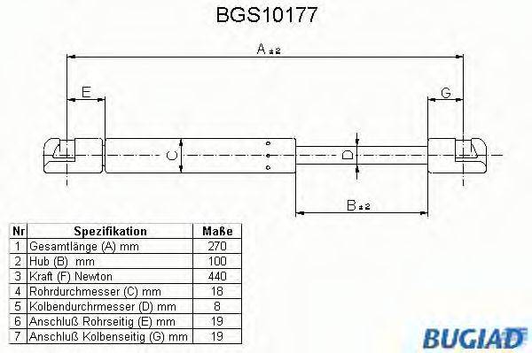 BUGIAD BGS10177 Газовая пружина, крышка багажник