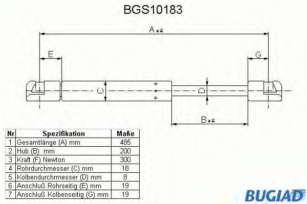 BUGIAD BGS10183 Газовая пружина, крышка багажник