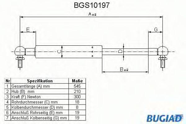 BUGIAD BGS10197 Газовая пружина, крышка багажник