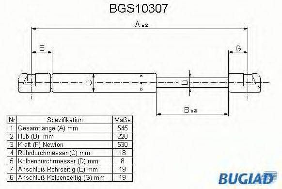 BUGIAD BGS10307 Газовая пружина, крышка багажник