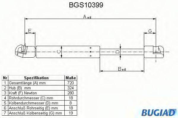 BUGIAD BGS10399 Газовая пружина, капот