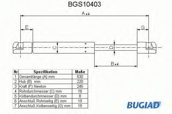 BUGIAD BGS10403 Газовая пружина, крышка багажник