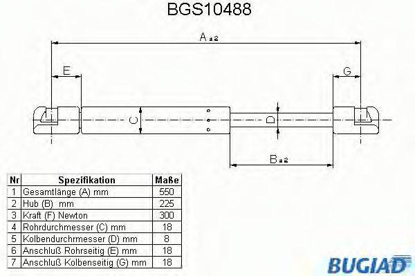 BUGIAD BGS10488 Газовая пружина, крышка багажник