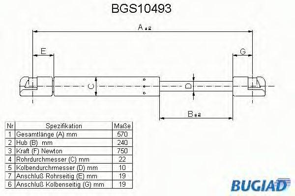 BUGIAD BGS10493 Газовая пружина, крышка багажник