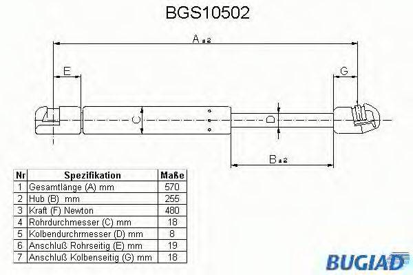 BUGIAD BGS10502 Газовая пружина, крышка багажник