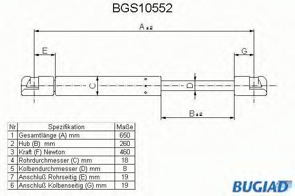 BUGIAD BGS10552 Газовая пружина, крышка багажник