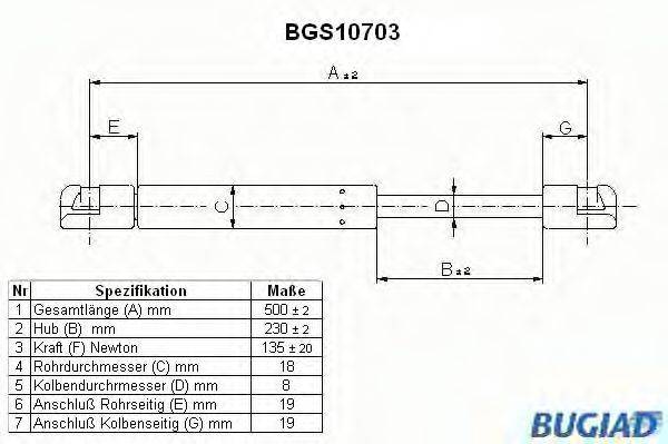 BUGIAD BGS10703 Газовая пружина, кронштейн запасного колеса