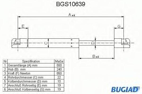 BUGIAD BGS10639 Газовая пружина, крышка багажник