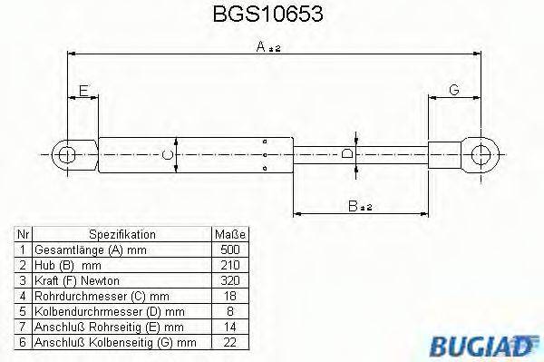 BUGIAD BGS10653 Газовая пружина, крышка багажник