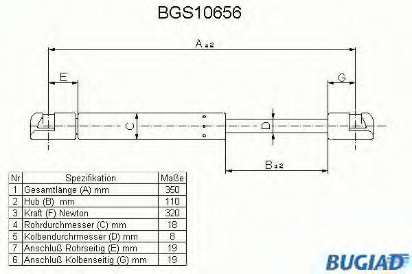 BUGIAD BGS10656 Газовая пружина, крышка багажник