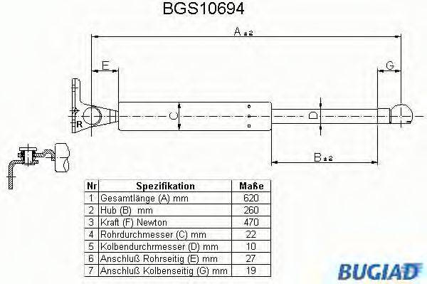 BUGIAD BGS10694 Газовая пружина, крышка багажник