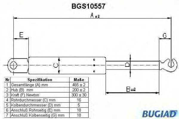 BUGIAD BGS10557 Газовая пружина, крышка багажник