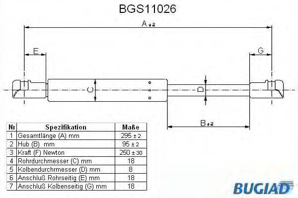 BUGIAD BGS11026 Газовая пружина, крышка багажник