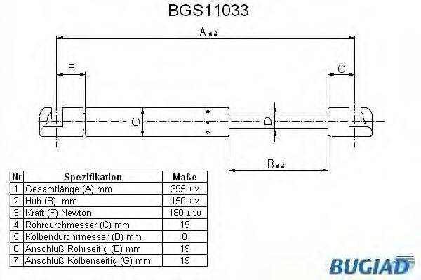 BUGIAD BGS11033 Газовая пружина, заднее стекло