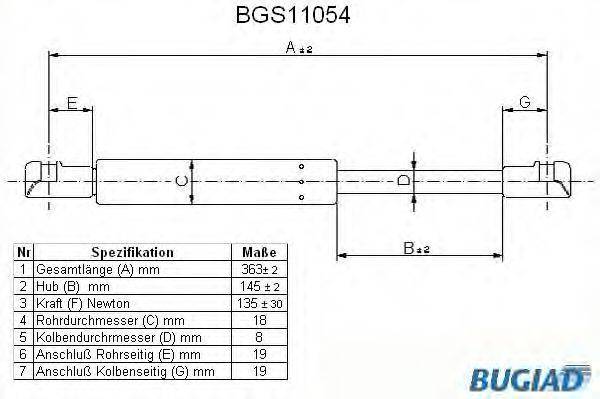 BUGIAD BGS11054 Газовая пружина, заднее стекло