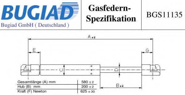 BUGIAD BGS11135 Газовая пружина, крышка багажник