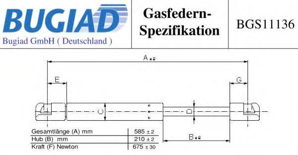 BUGIAD BGS11136 Газовая пружина, крышка багажник