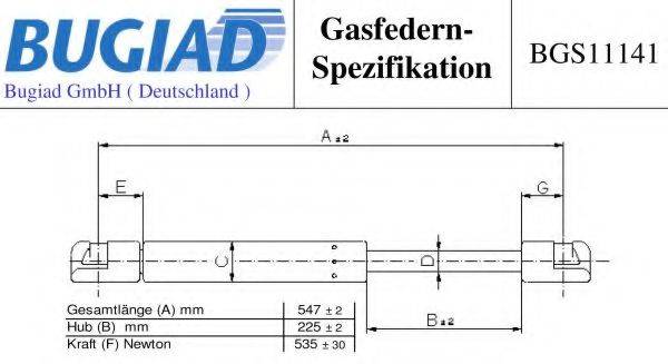 BUGIAD BGS11141 Газовая пружина, крышка багажник