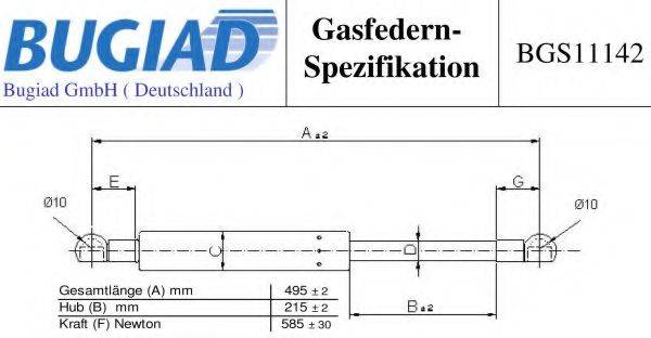 BUGIAD BGS11142 Газовая пружина, крышка багажник