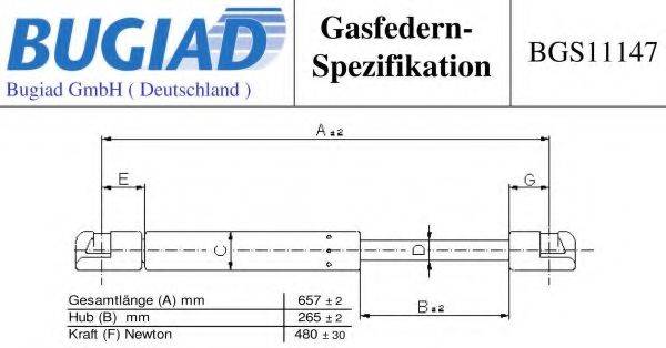 BUGIAD BGS11147 Газовая пружина, крышка багажник