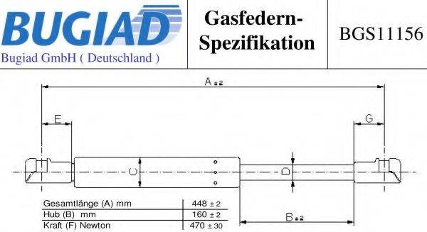 BUGIAD BGS11156 Газовая пружина, крышка багажник