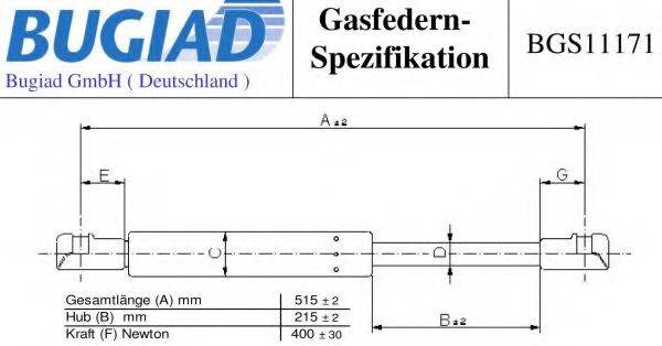 BUGIAD BGS11171 Газовая пружина, крышка багажник