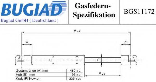 BUGIAD BGS11172 Газовая пружина, крышка багажник